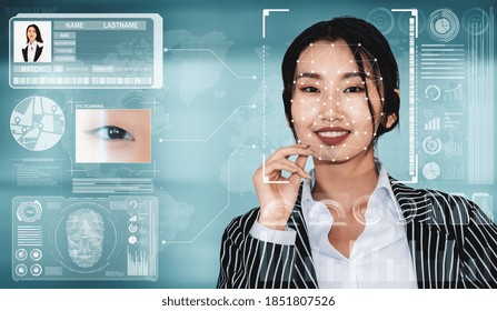 Facial recognition technology scan and detect people face for identification . Future concept interface showing digital biometric security system that analyze human face to verify personal data . - Powered by Shutterstock - Get 15% off with code: PIKWIZARD15