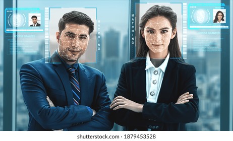 Facial recognition technology scan and detect people face for identification . Future concept interface showing digital biometric security system that analyze human face to verify personal data . - Powered by Shutterstock - Get 15% off with code: PIKWIZARD15
