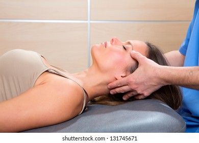 Facial Reflexology Doctor Hands In Woman Face Therapy Profile View