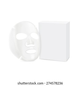 Facial sheet mask in side view and box isolated - Shutterstock ID 274578236
