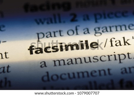 facsimile word in a dictionary. facsimile concept