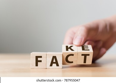 Fact or Fake concept, Hand flip wood cube change the word, April fools day - Shutterstock ID 787955047