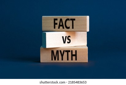 Fact vs myth symbol. Concept words Fact vs myth on wooden blocks on a beautiful grey table grey background. Business, finacial and fact vs myth concept. Copy space. - Shutterstock ID 2185483653