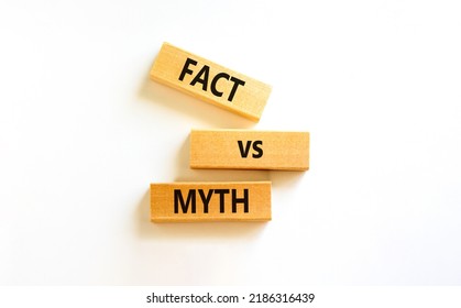 Fact vs myth symbol. Concept words Fact vs myth on wooden blocks on a beautiful white table white background. Business, finacial and fact vs myth concept. Copy space. - Shutterstock ID 2186316439