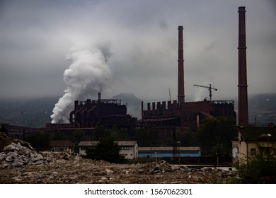 Factories that pollute the air, and causing ozone layer to brake, and danger to environment. - Shutterstock ID 1567062301