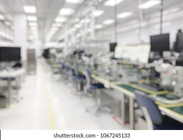 Factory Cleanroom Line Products Defocused Background