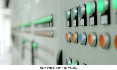 Factory control panel with buttons .