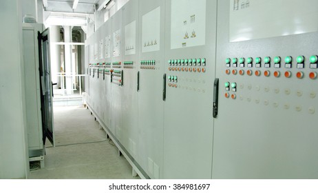 Factory control panel with buttons .