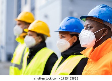 Factory Engineers Construction Workers Face Mask Stock Photo 1935453913 ...