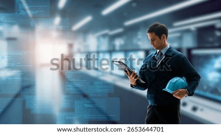 Factory engineers and digital technology