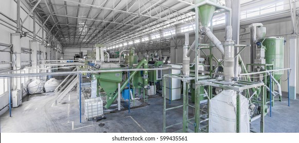 Factory Equipment For Processing And Recycling Of Plastic Bottles. PET Recycling Plant