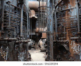 Factory Floor Of Carrie Furnace In Carnegie's Pittsburgh Steel Mill