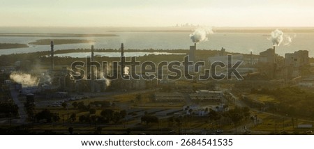 Factory for handling and processing of phosphates emitting toxic vapors polluting air. Mosaic Riverview Plant in Tampa, Florida. Industrial facility for chemical production of phosphoric acid