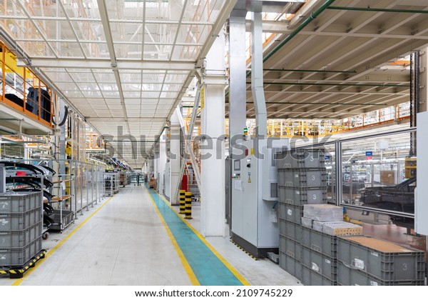 Factory for production of cars. Modern automotive\
industry. Interior of\
plant
