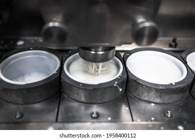 Factory Production Line For Different Dairy Products Such A Sour Cream Or Sour Milk Manufacturing. 