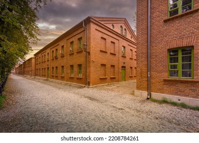 The factory and residential complex on the Jasien River was built in the 19th century by Karol Scheibler, the richest industrialist in Lodz. - Shutterstock ID 2208784261
