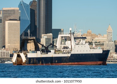 Factory Trawler On Elliott Bay, Returning To Seattle