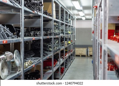 Factory warehouse spare parts. Storage and distribution of components. - Powered by Shutterstock