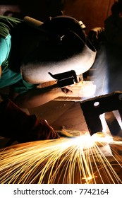 Factory Welder At Work