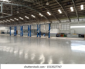 Factory With White Floor, High Ceiling