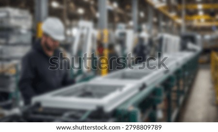A factory worker in a hard hat inspects a product on an assembly line in a modern manufacturing plant. The image captures the essence of industrial production and quality control.