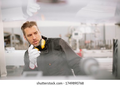 Factory worker. Man working  on the production line.