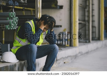 A factory worker sits on the floor, looking sad after losing their job due to AI automation. image highlights job displacement the impact of technology on workers and the challenges of modern industry