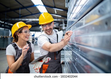 Factory Employees Checking Quality Metal Products Stock Photo ...