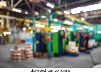 Factory Workshop, Abstract Industrial Metal Plant Blur Background.