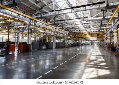 Factory workshop interior and machines