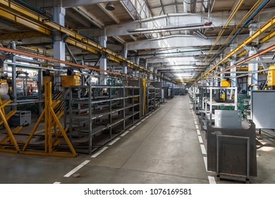Factory workshop interior and machines