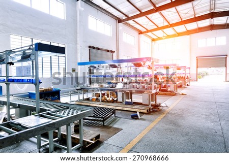 factory workshop interior and machines
