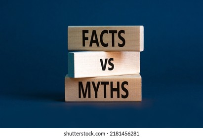 Facts vs myths symbol. Concept words Facts vs myths on wooden blocks on a beautiful grey table grey background. Business, finacial and facts vs myths concept. Copy space. - Shutterstock ID 2181456281