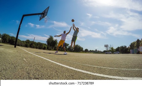 Fade Away Shot In A One On One Basketball Game