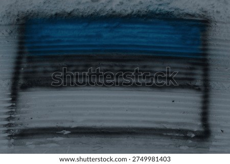 Faded Dark Painted Rectangle With Bold Strokes. Worn Blue Black Rectangle With Grime Halo And Faded Edges