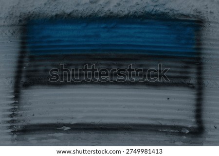Faded Dark Painted Rectangle With Bold Strokes. Worn Blue Black Rectangle With Grime Halo And Faded Edges