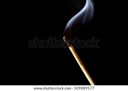 The faded match. White smoke from a match.