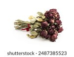 Faded  red roses bunch isolated on white background 