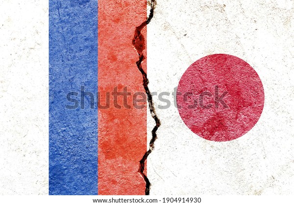 Faded\
Russia vs Japan vertical national flags icon isolated on cracked\
wall background, abstract Russia Japan politics relationship\
friendship conflicts concept texture\
wallpaper