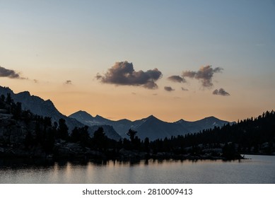 Fading Light On Clouds Over Rae Lakes In Kings Canyon National Park