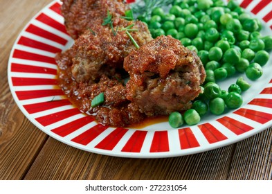 Faggot - traditional dish in the UK.traditionally made from pig's heart, liver and fatty belly meat or bacon minced together