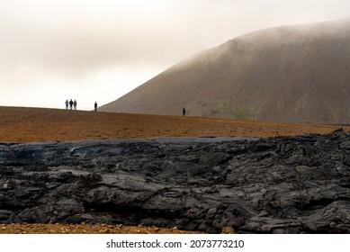 Fagradalsfjall Lava Iceland Volcano Eruption People Exploring