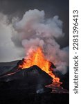 Fagradalsfjall volcano eruption on Reykjanes peninsula, Iceland.