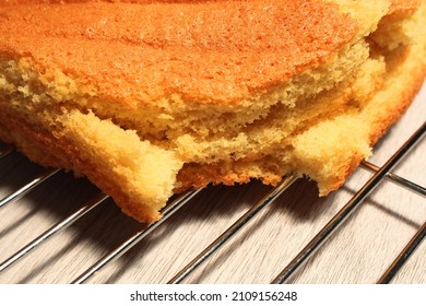 Failed And Broken Cake On A Cooling Rack