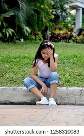 Failed Cute Asian Girl Child - Shutterstock ID 1258310083