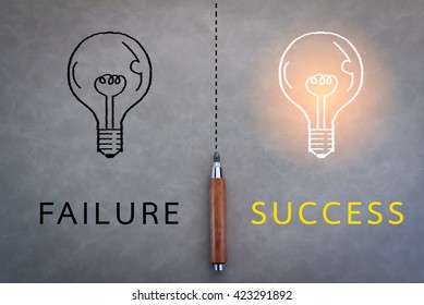 failure or success business concept pencil on grey background