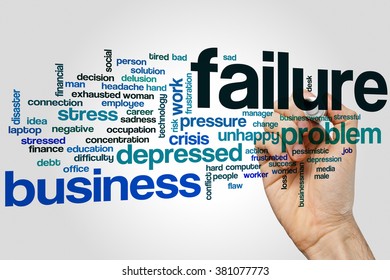 Failure word cloud concept with problem tired related tags