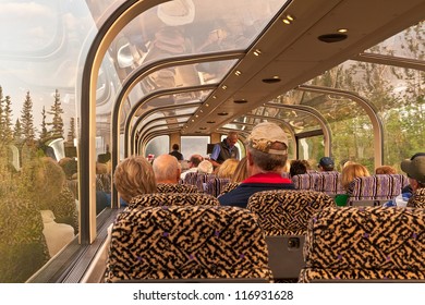 FAIRBANKS, AK - MAY 27:  Passengers Aboard The Princess Rail Car Enjoy The Scenic Wilderness Tour From Fairbanks To Whittier While In The Comfort Of A Glass Dome Train, In Fairbanks On May 27, 2009.