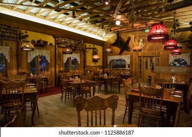 Fairbanks, Alaska, USA – August 23, 2010: Horizontal shot of the Pump House Saloon and Restaurant interior