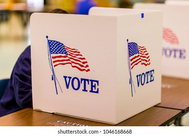 FAIRFAX COUNTY, VIRGINIA, USA - NOVEMBER 4, 2008: Voting at polls during presidential election.